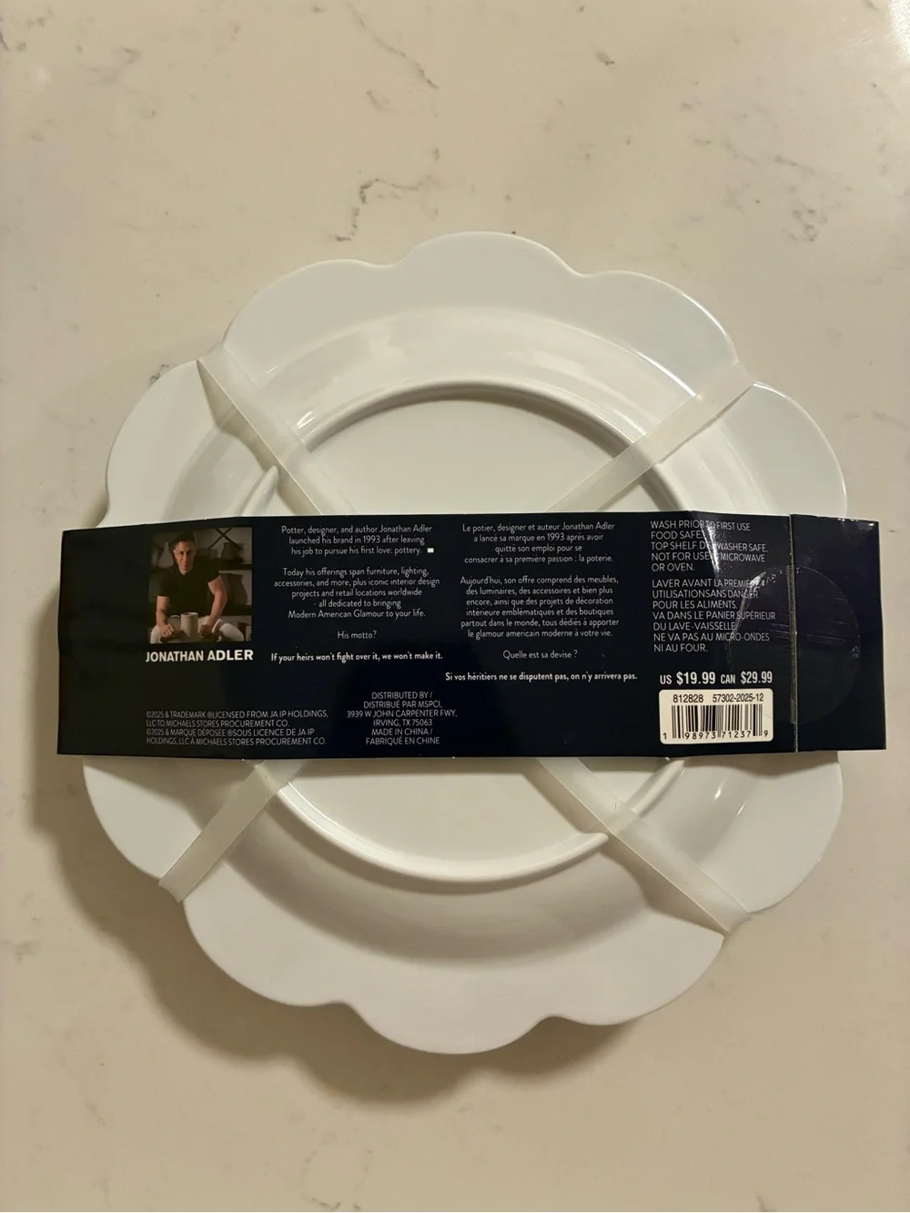 Jonathan Adler Blue & White Scallop Melamine Plates - Set of 4